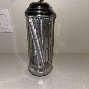 TableCraft brand Large Glass Straw Dispenser, 11.5” TALL